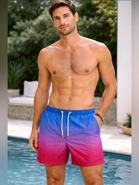 Men's Review Ombre Blue to Pink Swim Trunks Size Large